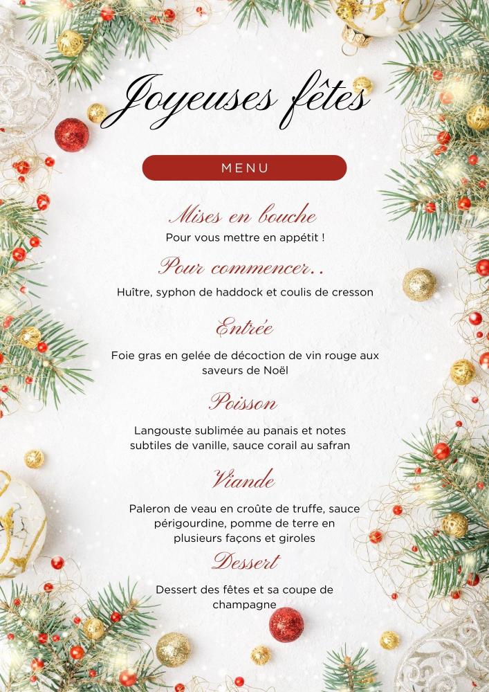 menu de Noël
